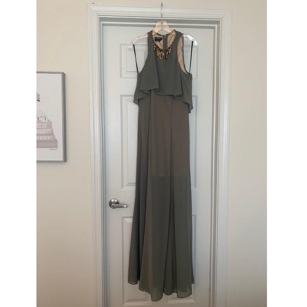 Bebe Maxi Gown with attached mock necklace